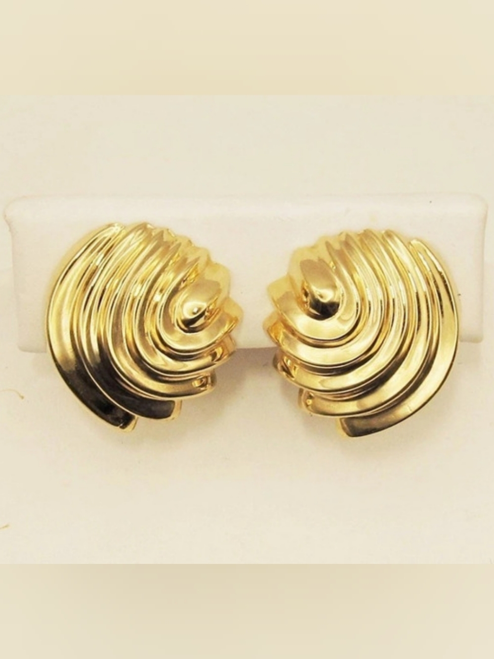 14k yellow Gold Deco Style Swirl Earrings 5.2 Grams